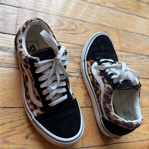 Vans Women's Black and Leopard Sneakers